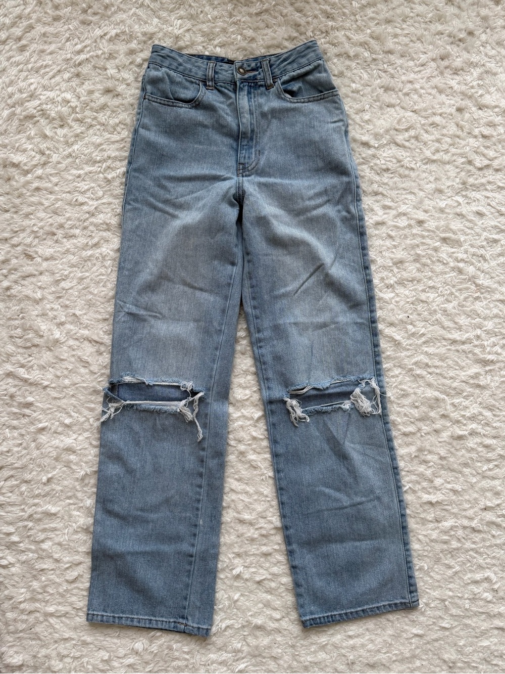 KATIE J NYC Girls High-Rise Straight Leg Jeans - Light Blue. Size 10-12